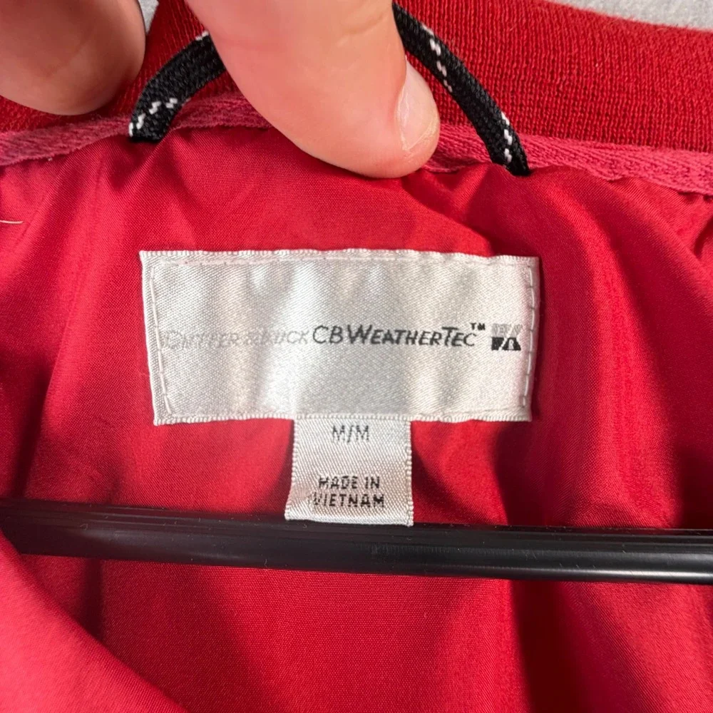 Cutter & Buck CB WeatherTec Red Windbreaker Pullover Jacket Mens Medium V-Neck